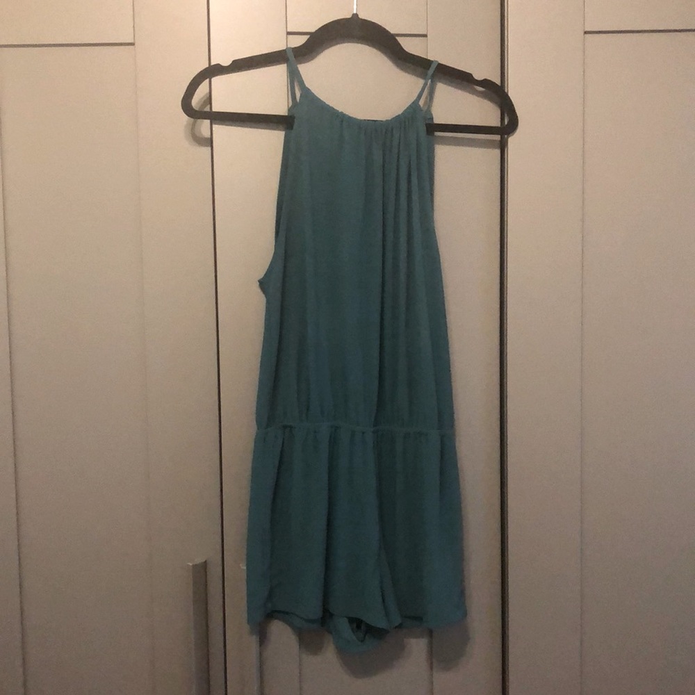 Emerald green high neck romper